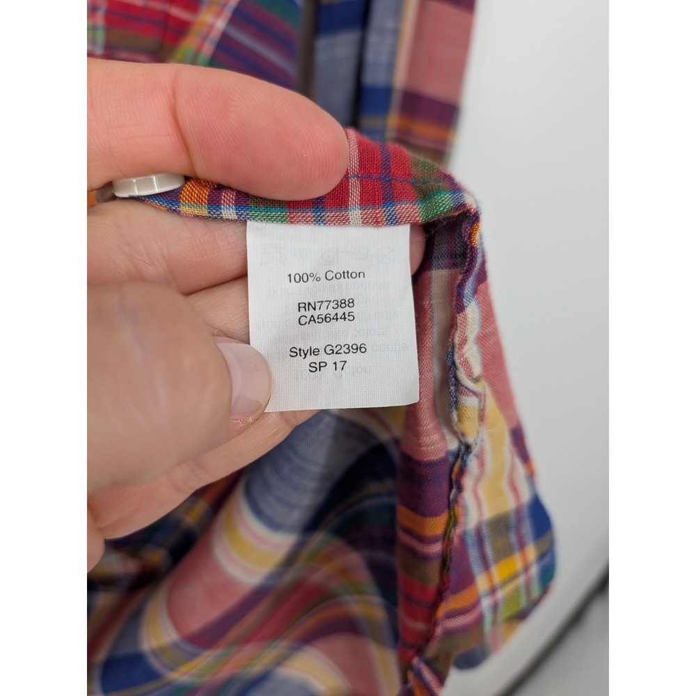 J Crew Plaid Popover Top Womens Small Red Multi Boy Fit Cotton Preppy Academia - Picture 5 of 7